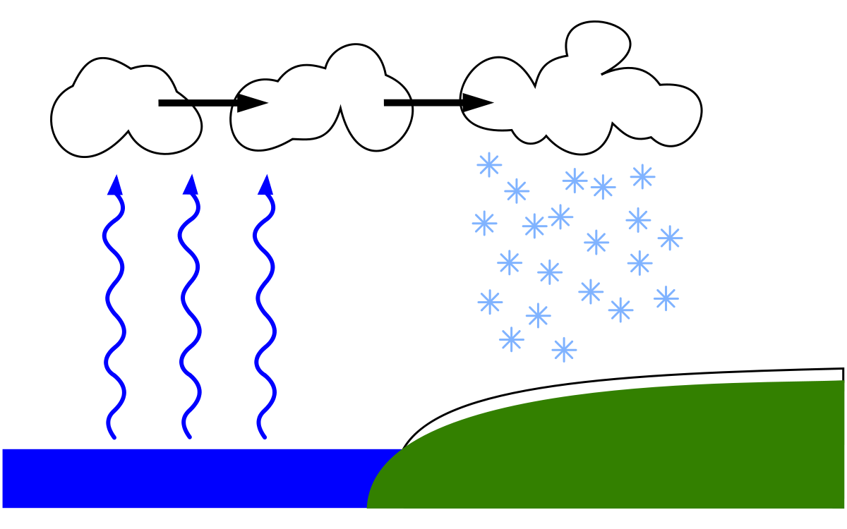 Изначально вода испаряется, потом микроскопические капли притягивается к пылевым частицам и замерзают .У снежинок ещё бывают разные формы какиета снежинки могут быть больше а какие меньше.