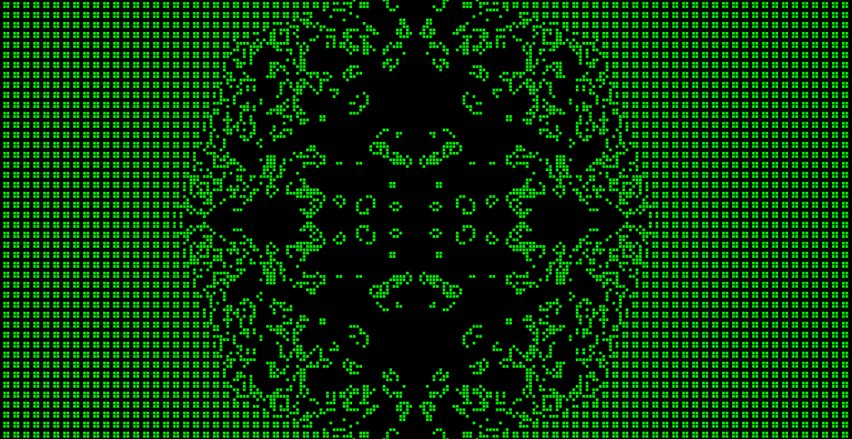 Пример взаимодействия клеток в Game of Life