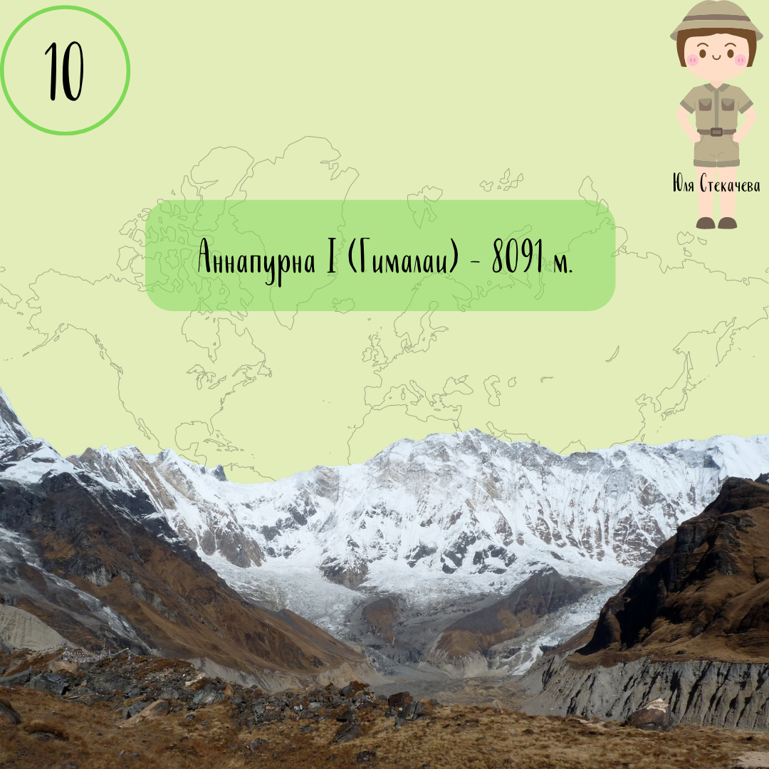 Аннапурна - горный массив в Гималаях. Высочайшая точка массива — Аннапурна I (8091 м) — является десятым по высоте из четырнадцати восьмитысячников мира.   Аннапурна I считается самым опасным восьмитысячником — уровень смертности среди альпинистов за все годы восхождений достигает 32 % (2015 год). Тем не менее, именно Аннапурна стала первым восьмитысячником, на который поднялся человек — в 1950 году успеха добилась французская экспедиция - альпинисты Морис Эрцог и Луи Лашеналь. Изначально они хотели покорить Дхаулагири, но сочли ее неприступной и отправились на Аннапурну.

Название Аннапурна с санскрита переводится как «Богиня Плодородия».

Горный массив Аннапурна находится в центральном Непале и является частью южного отрога Главного Гималайского хребта. Массив протянулся с востока на запад на расстояние 55 км. Рядом с главной вершиной массива — Аннапурной I (8091 м) — находятся две второстепенные вершины: Аннапурна Центральная (8051 м) и Аннапурна Восточная (8026 м). Всего в горном массиве выделяют 13 вершин высотой более 7000 м и 16, превышающих 6000 м. 

Вдоль северных склонов Аннапурны протекает река Марсъянди. Долина реки известна разнообразием растительного и животного мира, здесь можно встретить множество видов растений, присущих различным климатическим зонам — от бамбуков и бананов до хвойных деревьев северных широт. С южной стороны Аннапурна I образует замкнутый цирк с отвесными стенами, известный под названием Святилище Аннапурны, с северной стороны находятся ледово-снежные склоны. На Аннапурне наблюдается неустойчивая погода и мощные непредсказуемые лавины.

В 34 км западнее Аннапурны возвышается ещё один восьмитысячник — Дхаулагири, высота которого 8167 м. Горные массивы разделяет протекающая между ними река Кали-Гандаки (Нараяни). Долина реки считается глубочайшей в мире (разница между высотами долины и вершины Аннапурна I — около 5570 м).

5 октября 1978 года состоялось первое женское восхождение на Аннапурну I. С севера по голландскому маршруту на вершину взошли Вера Комаркова, Ирен Миллер и двое шерпов. При восхождении погибли Вера Уотсон и Элисон Чедвик-Онышкевич