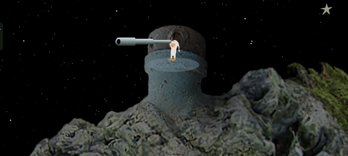  Локация 1 Нажимаем на маяк, появляется подзорная труба, через которую гномик осматривает пространство и узнаёт, о том, что скоро столкнётся с другим астероидом.-1-3