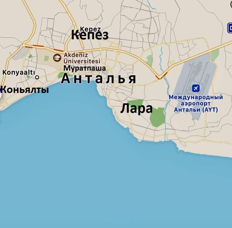 Город анталья карта