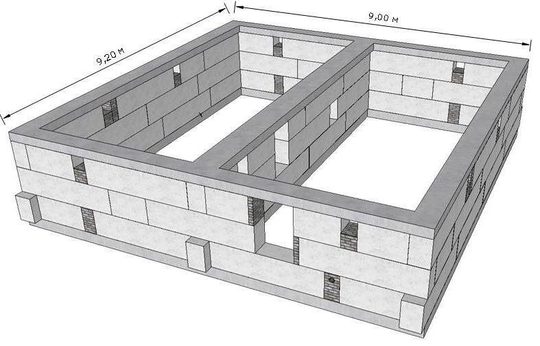 Проект фундамента для дома 10х10 из газобетона