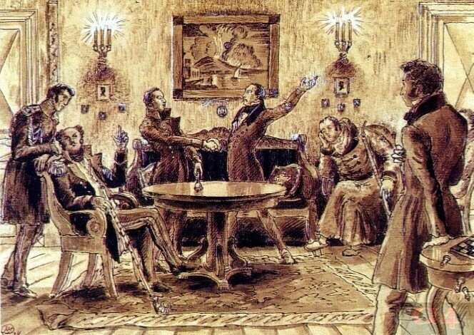 Пушкин среди декабристов в Каменке.