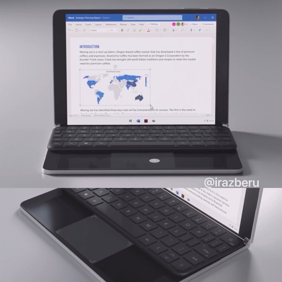 Второй экран в роли тачпада на планшете Surface Neo