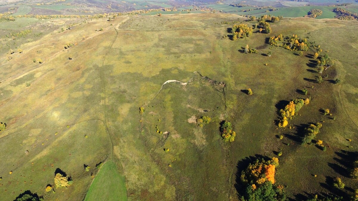 Оползень, Хорошо видна линия отрыва и граница оползня