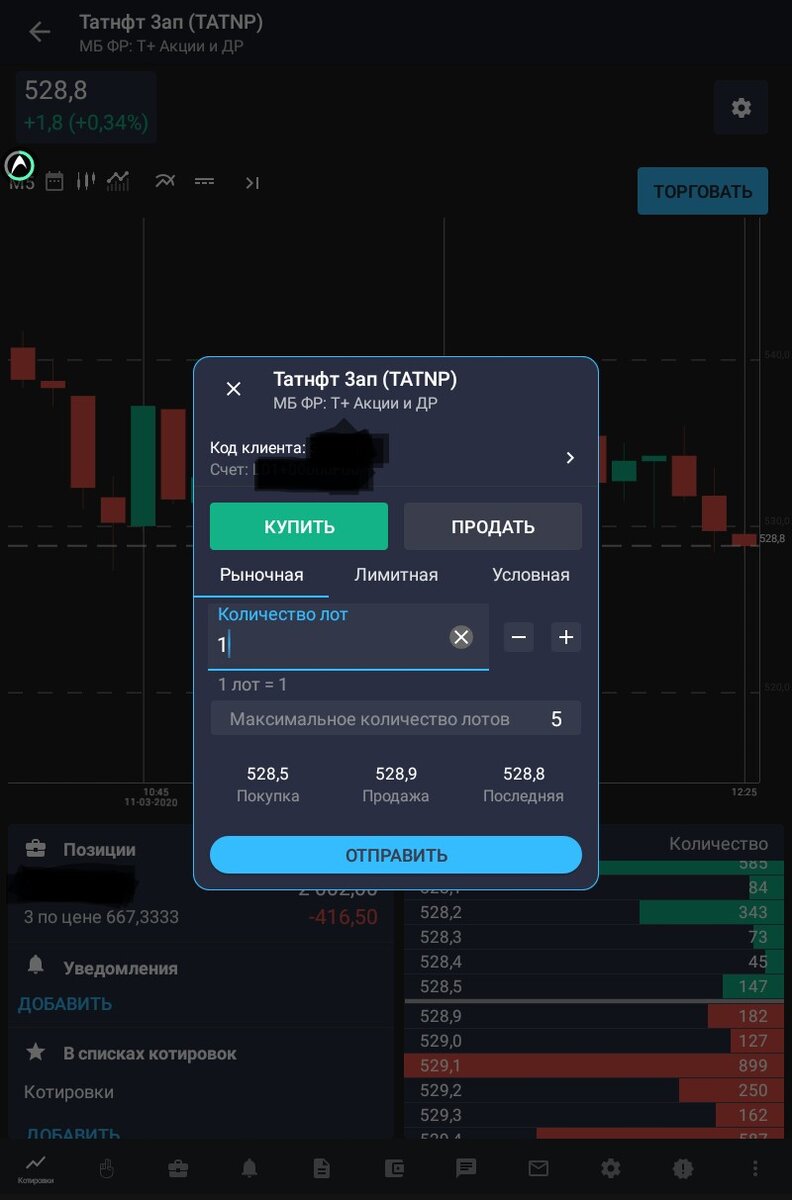 Купила 1 акцию Татнефти пр 