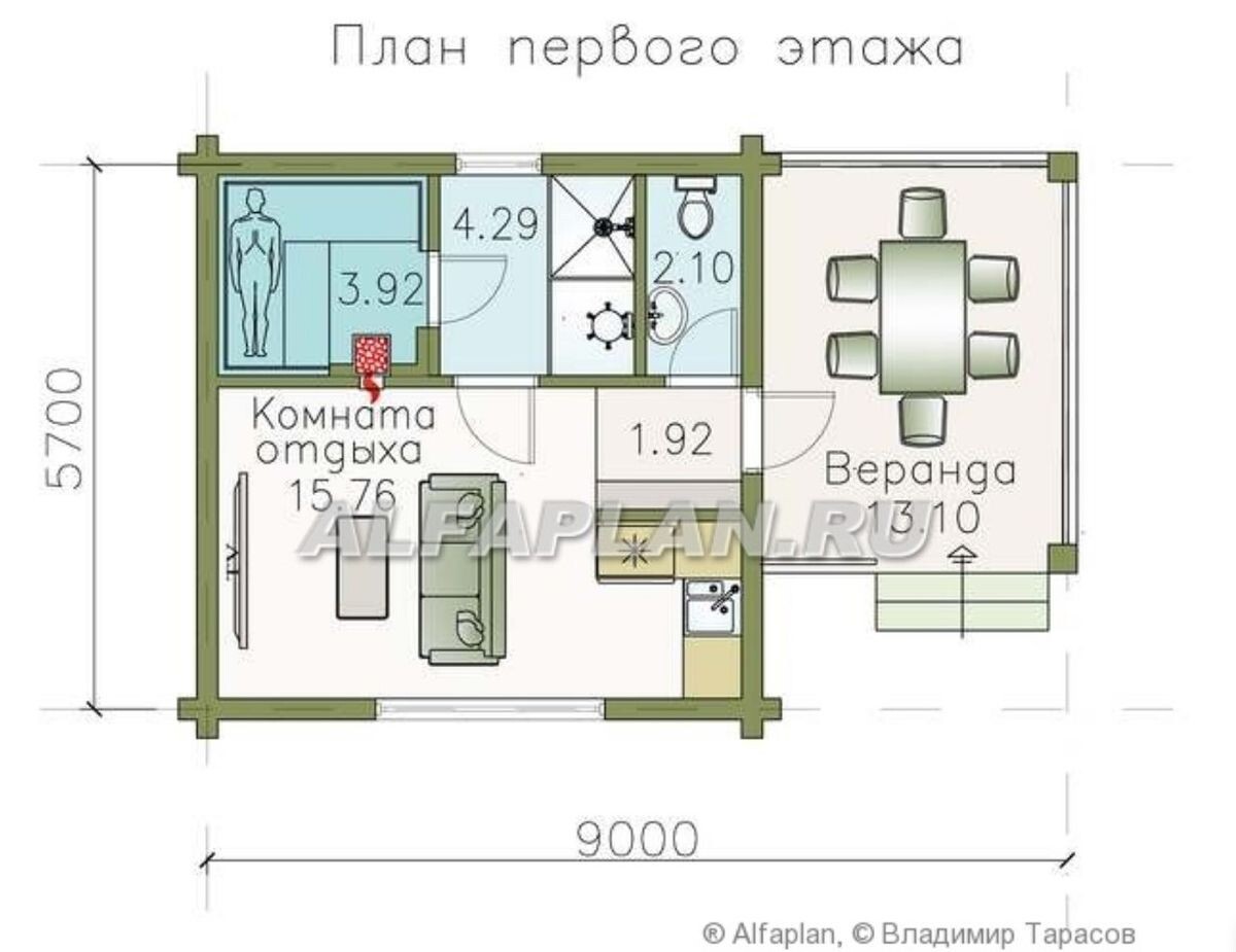 План бани из бревен 802С