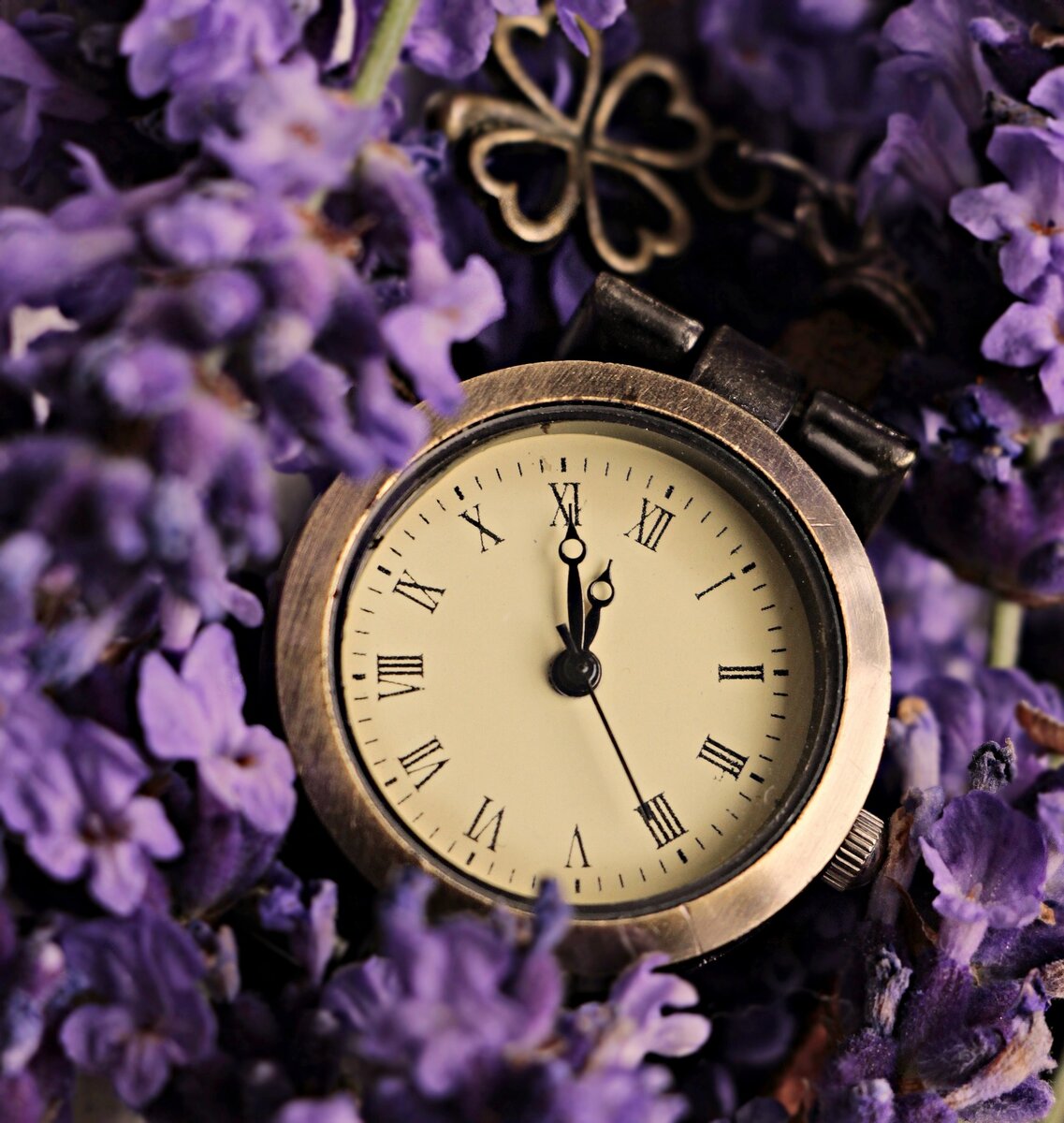 Красивые фиолетовые часы