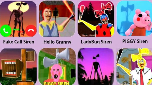 Siren Head,Hello Granny,Ladybug Siren,Siren Minecraft,Piggy Siren Head,Fake Call Siren