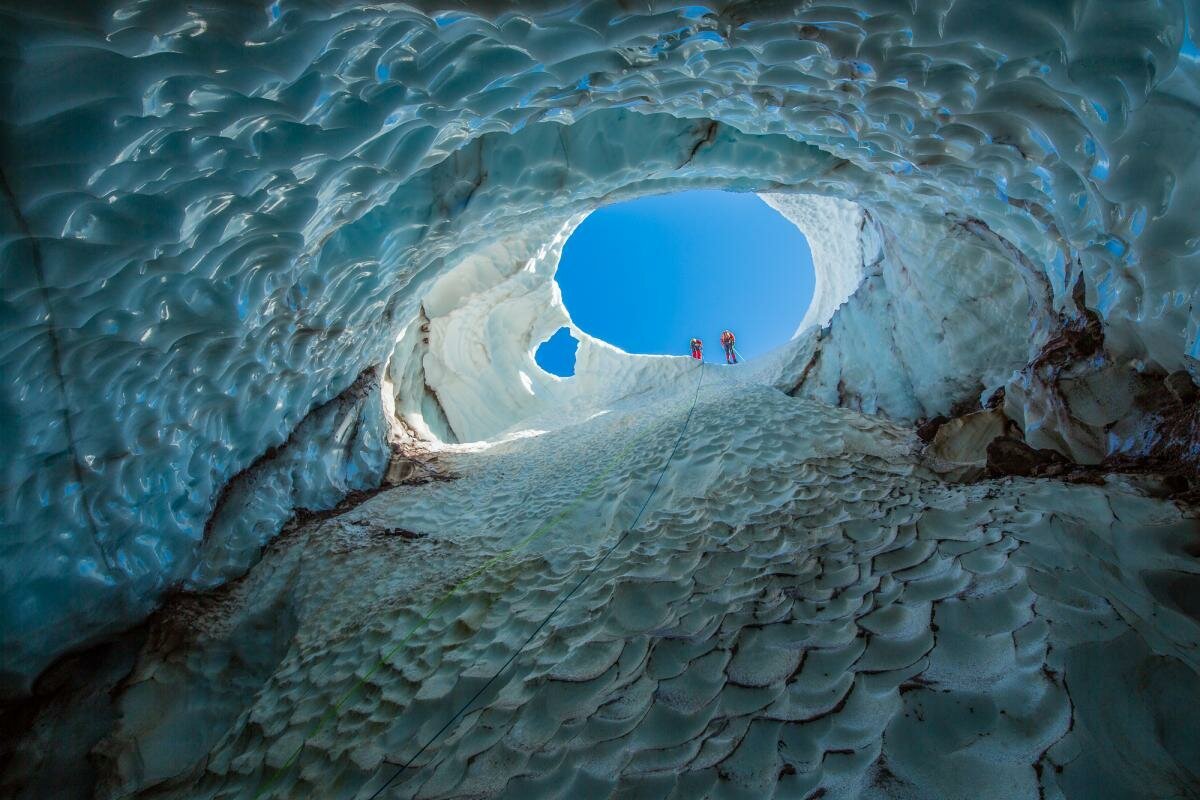 A fresh lake is hidden under the ice