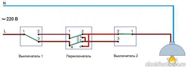 Как подключить проходные выключатели три лампочки Что такое проходной выключатель Заметки электрика Самара Дзен