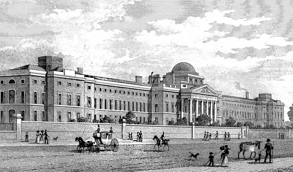 Новое, третье по счёту здание Бетлемской больницы (гравюра 1828 года)Добавьте описание