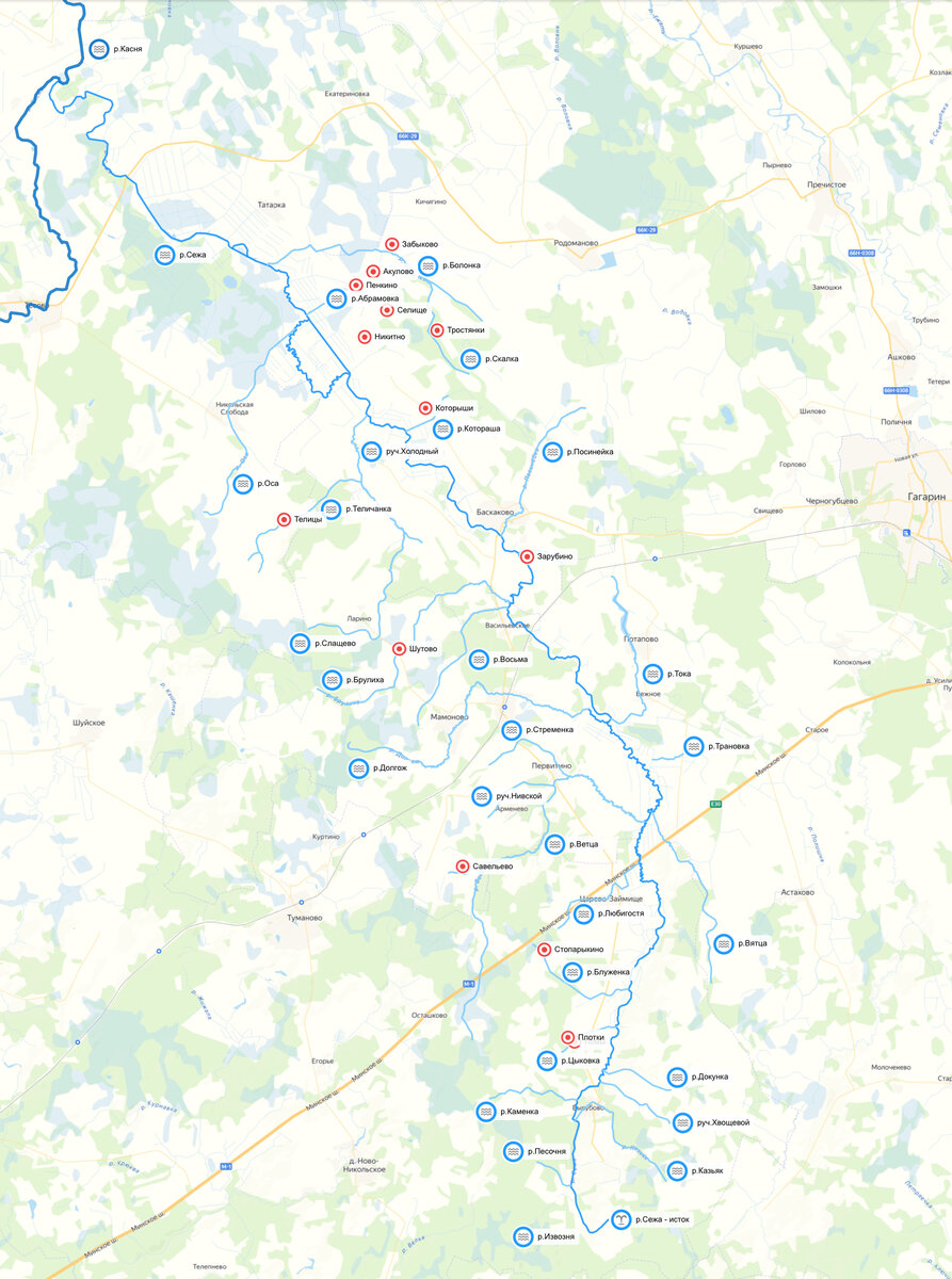 Сежа (приток Упы). Карта вяземской области