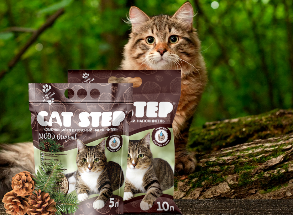 Ни на одном этапе производства в состав наполнителей CAT STEP Wood Original не добавляют посторонние химические примеси.