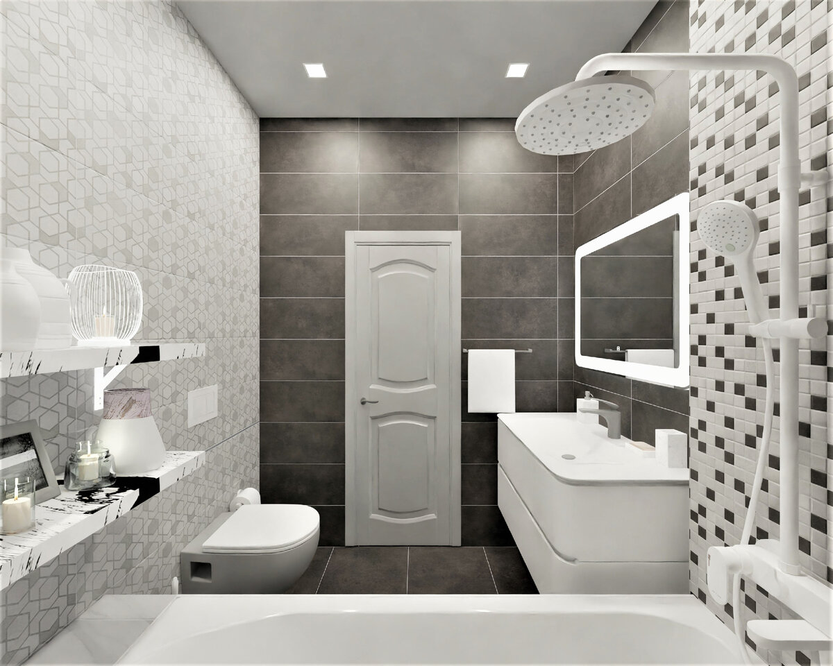 Площадь: 3,4 м2 
Автор готового решения: Елена Гвозденко, продавец-консультант магазина «Моя Ванная»