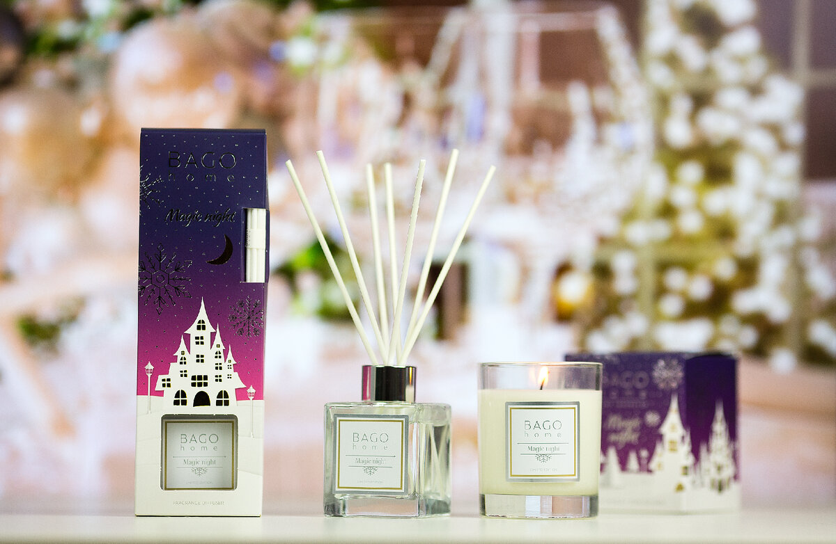 Волшебная ночь диффузор 90 мл, ароматическая свеча 132 г, Новогодняя коллекция