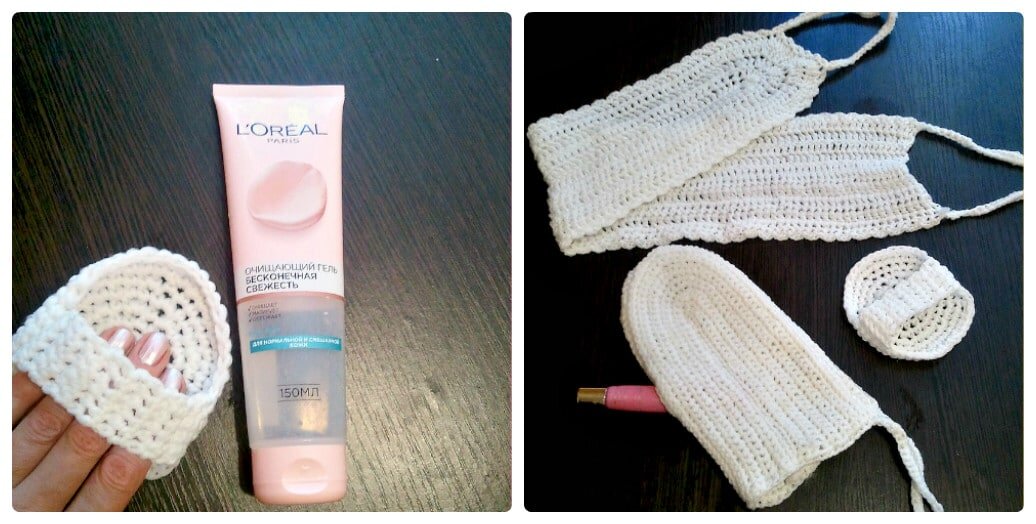 Мои вязаные мочалки. Которыми пользуюсь в баньке.