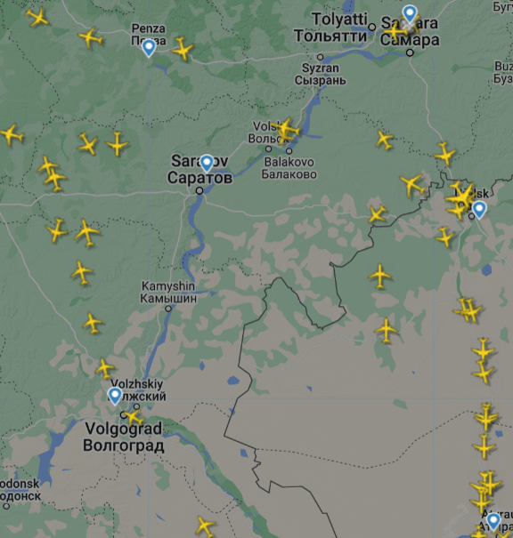    Данные flightradar на 14:00