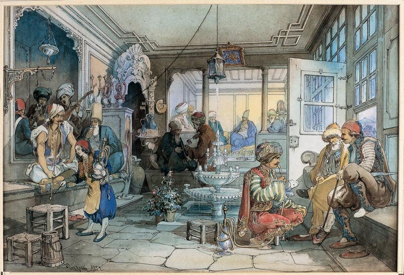 Amedeo Preziosi - Istanbul cafe (между 1850 и 1882)