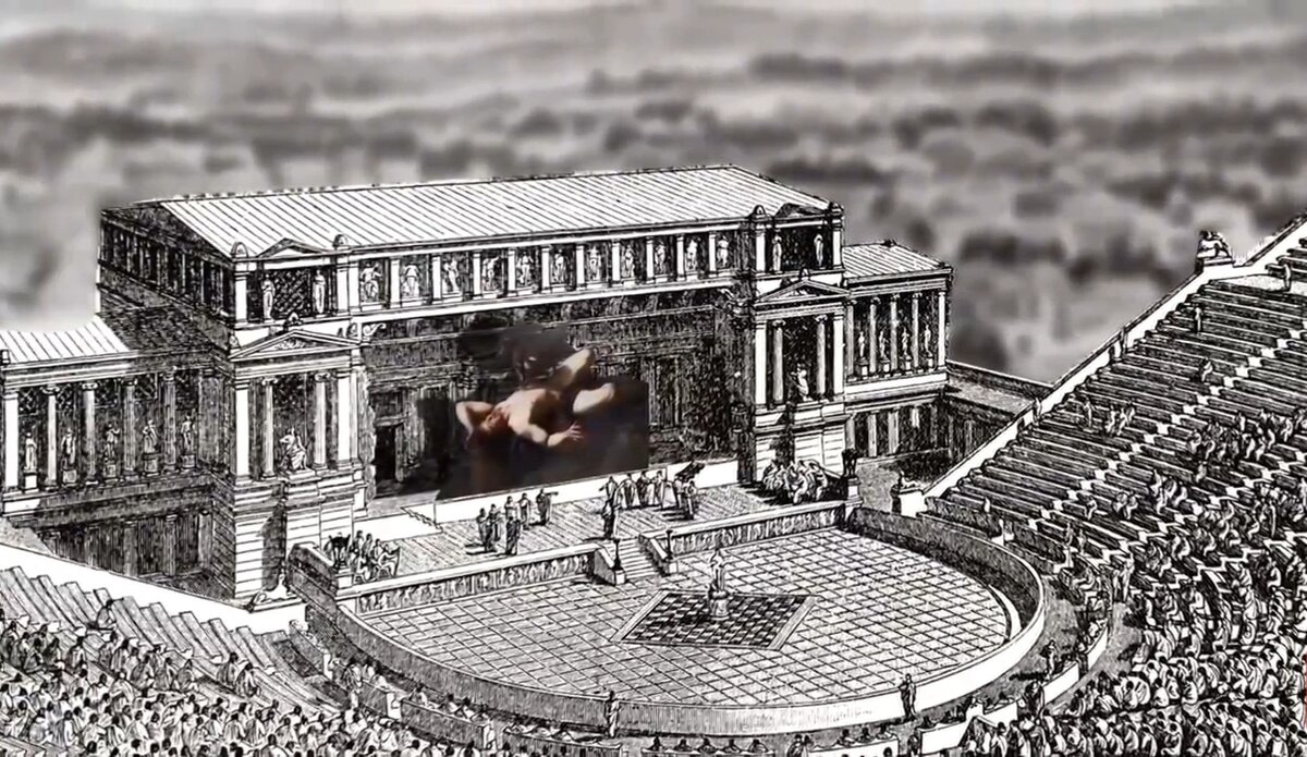 Происходящее на сцене в значительной степени зависело от вмешательства богов или веления судьбы.Так греки объясняли тот факт, что иногда с человеком случается совсем не то, чего заслужил.