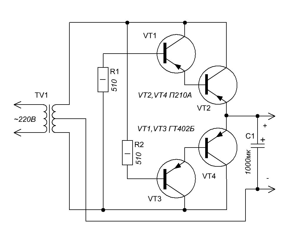 Схема преобразователя 12 на 220 на транзисторах