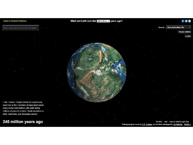 Пангея 240 миллионов лет назад на карте приложения.