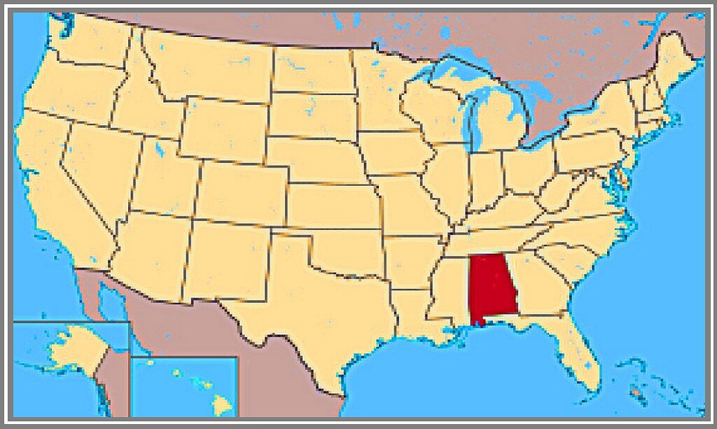 Штат Алабама выделен цветом.