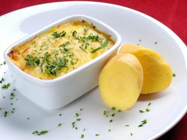 Картофельный пирог с креветками