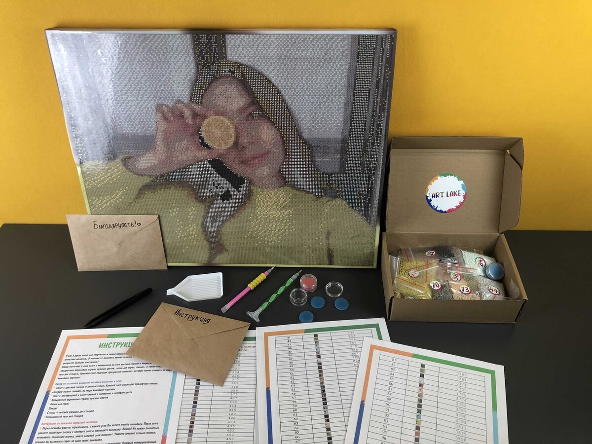 Вот так выглядит набор нашего производства! Картина размером 40 на 50 на подрамнике+ набор страз и необходимые инструменты 