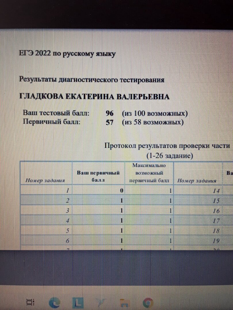 Мой результат по русскому языку пришёл по почте.