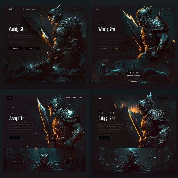 Варианты концепций веб-сайтов, посвященных темному фентези.