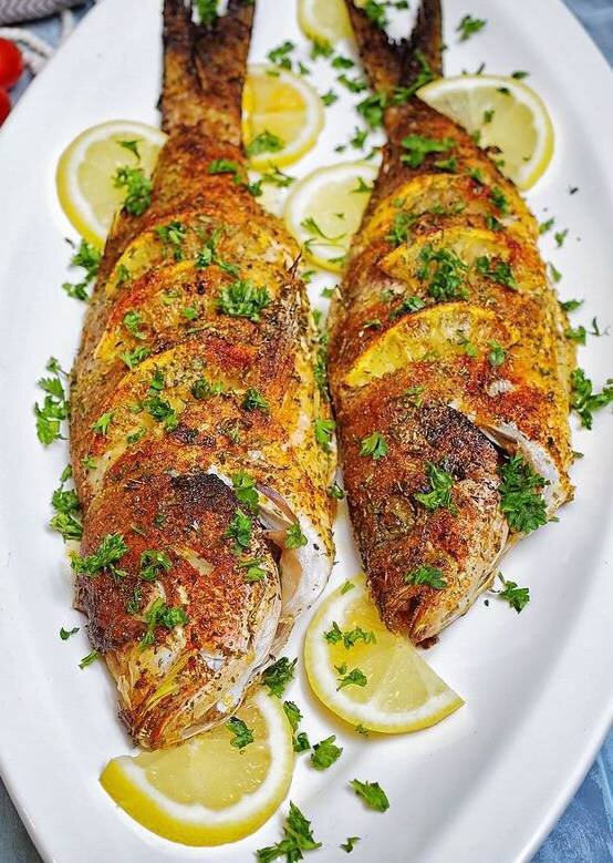 Запеченный окунь