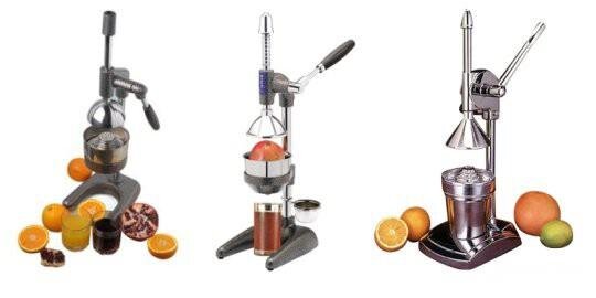 Разные модели прессов для цитрусовых фруктов и гранатов