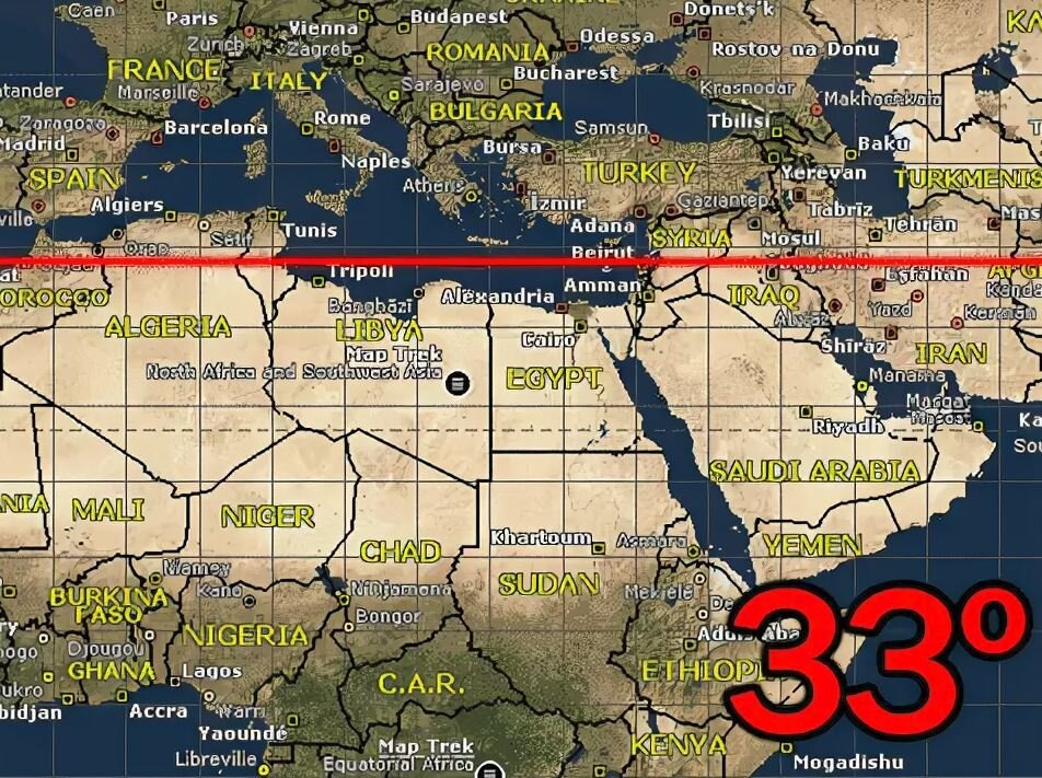 География 33. 33 Параллель. 33 Северной широты. Широта 33 градуса. 33-Я параллель Северной широты.