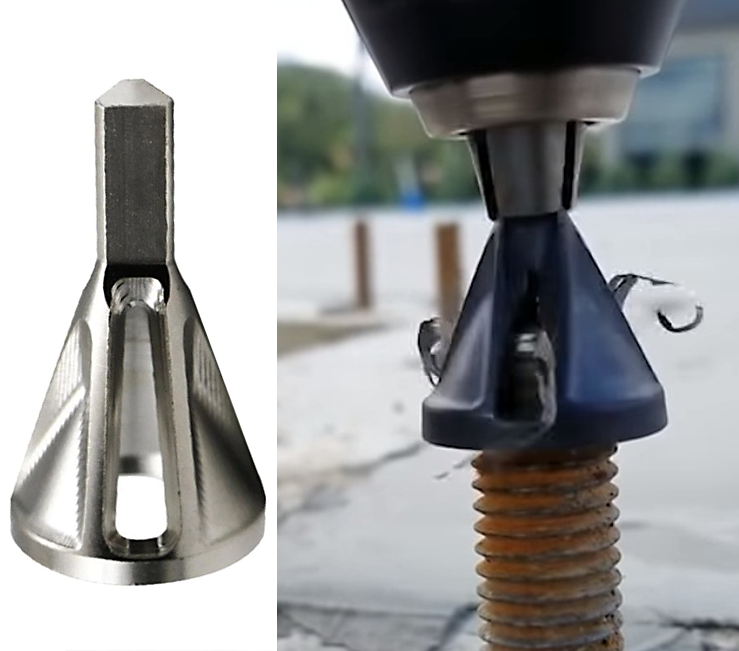 насадка для снятия заусенцев с внешней фаски. зачистка резьбы. зачистка резьбы. снятие заусенцев внешний инструмент для снятия фаски металл.