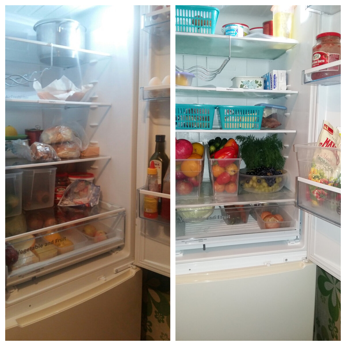 Это мой холодильник  до и после уборки и организации