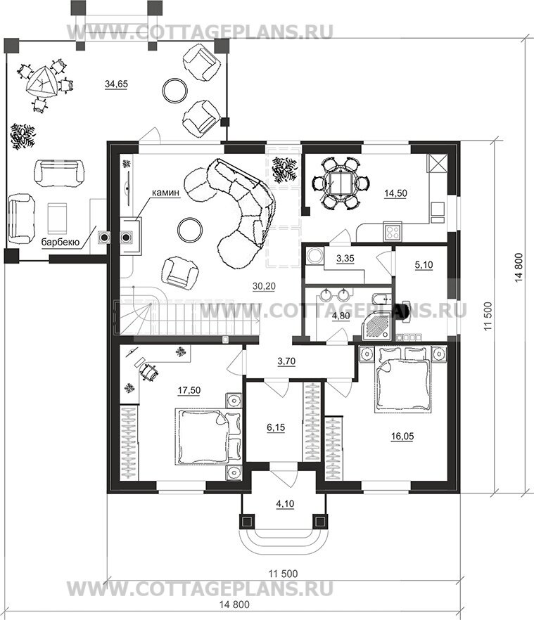 Варианты планировок 1-го этажа. Источник фото: https://www.cottageplans.ru