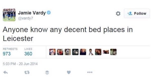 Джейми Варди искал место для ночлега в Лестере.