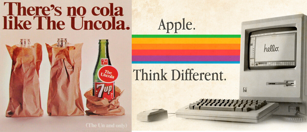 Слоган IBM - «Think». Слоган Apple - «Think different».