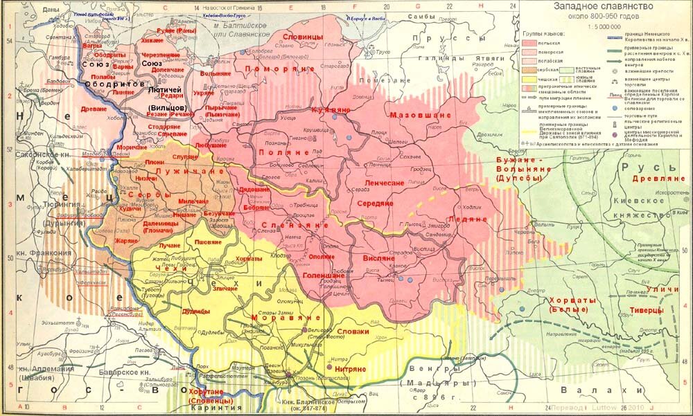 Карта племён славян в Германии 
