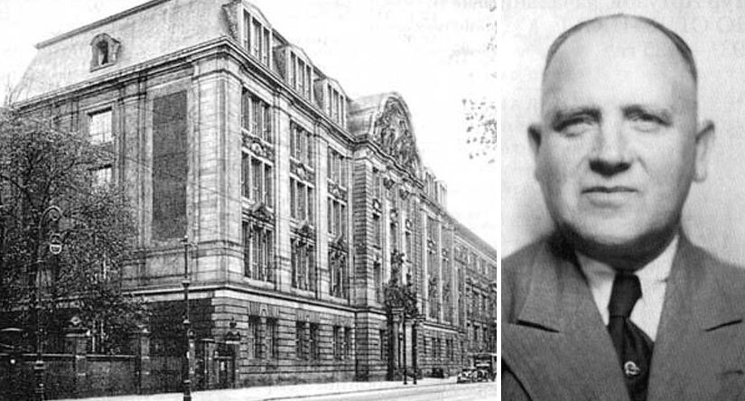 Вилли Леман и здание гестапо, где он трудился