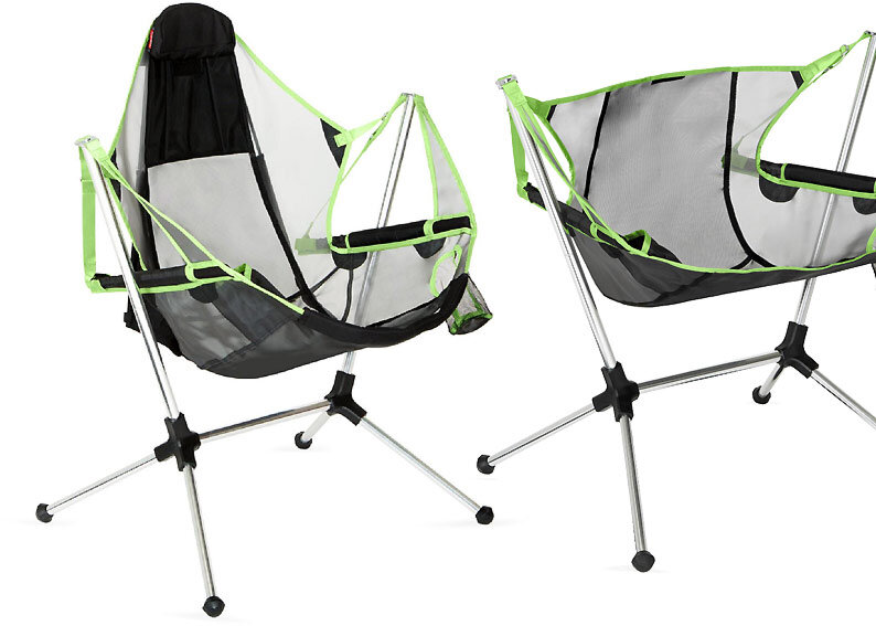 Походные кресла Stargaze представлены 3 моделями (с подголовником и без) и имеют маятниковую подвеску сиденья, закреплённую на сборной раме из алюминия. 