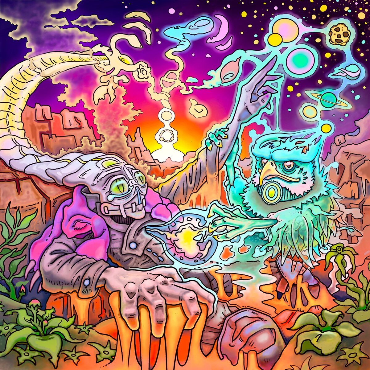 В народе говорят, что Ти вдохновлялся психоделическим роком. Что ж, обложка прибавляет пять очков к этим думам