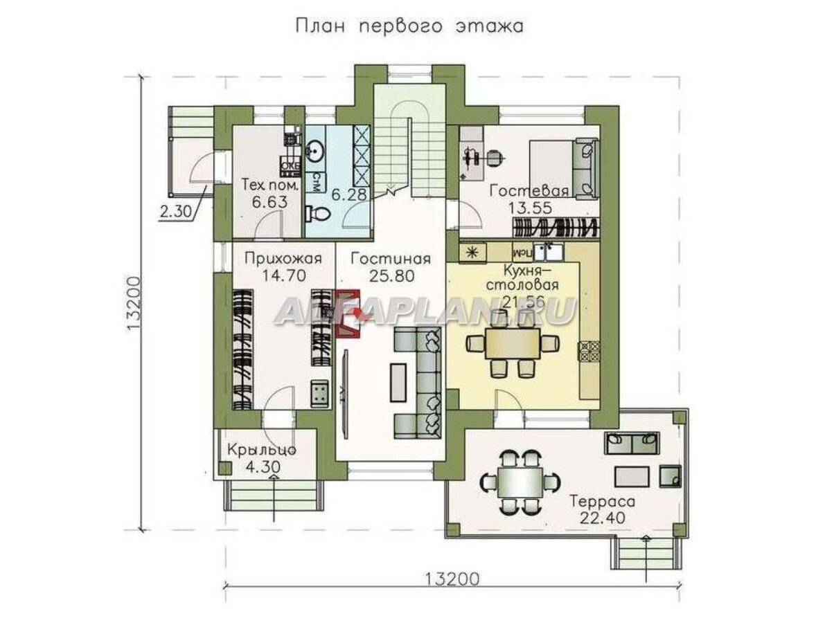 Планировка 1-го этажа дома 664А «Арт-Нуво», © Владимир Тарасов