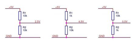 Рис. 1. Пример использования резисторов в схеме делителя напряжения