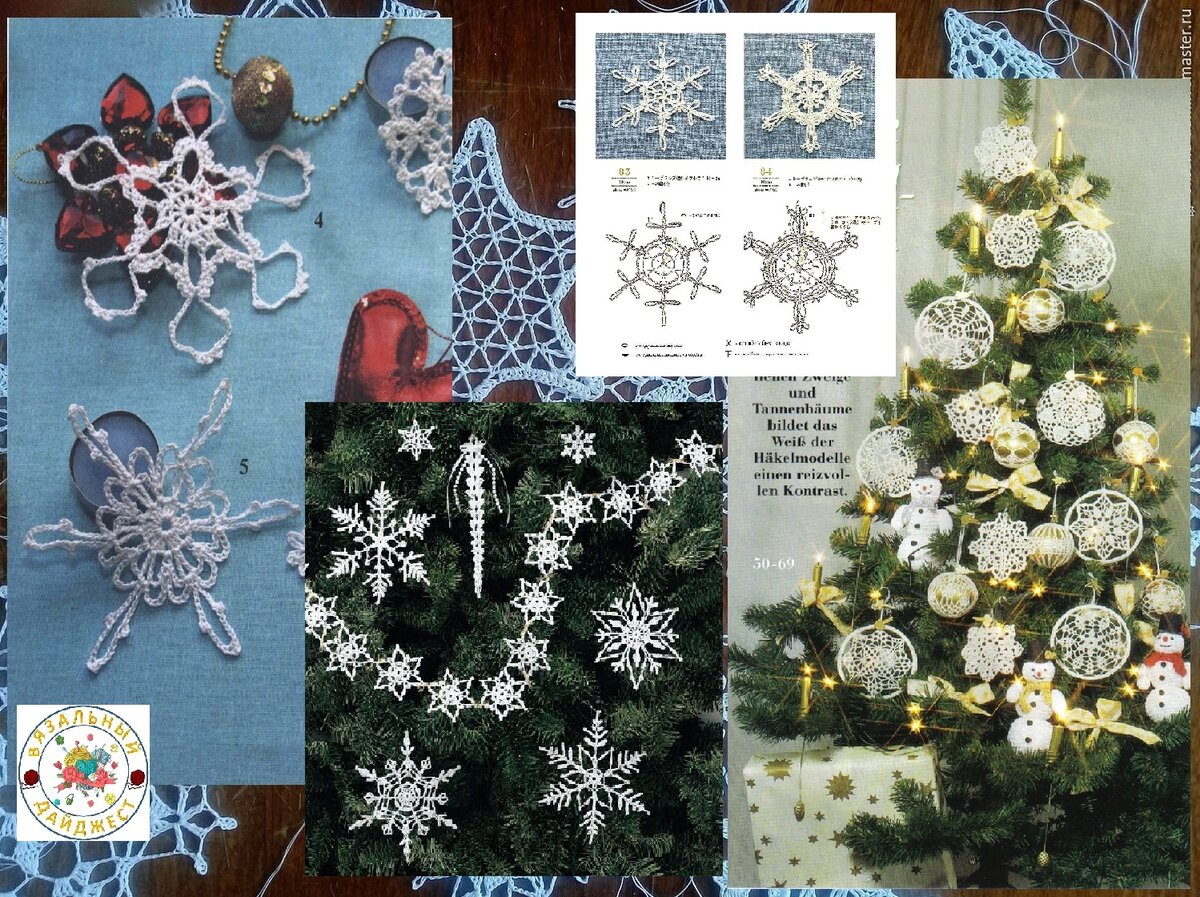 Вязание снежинок Crochet Snowflakes.