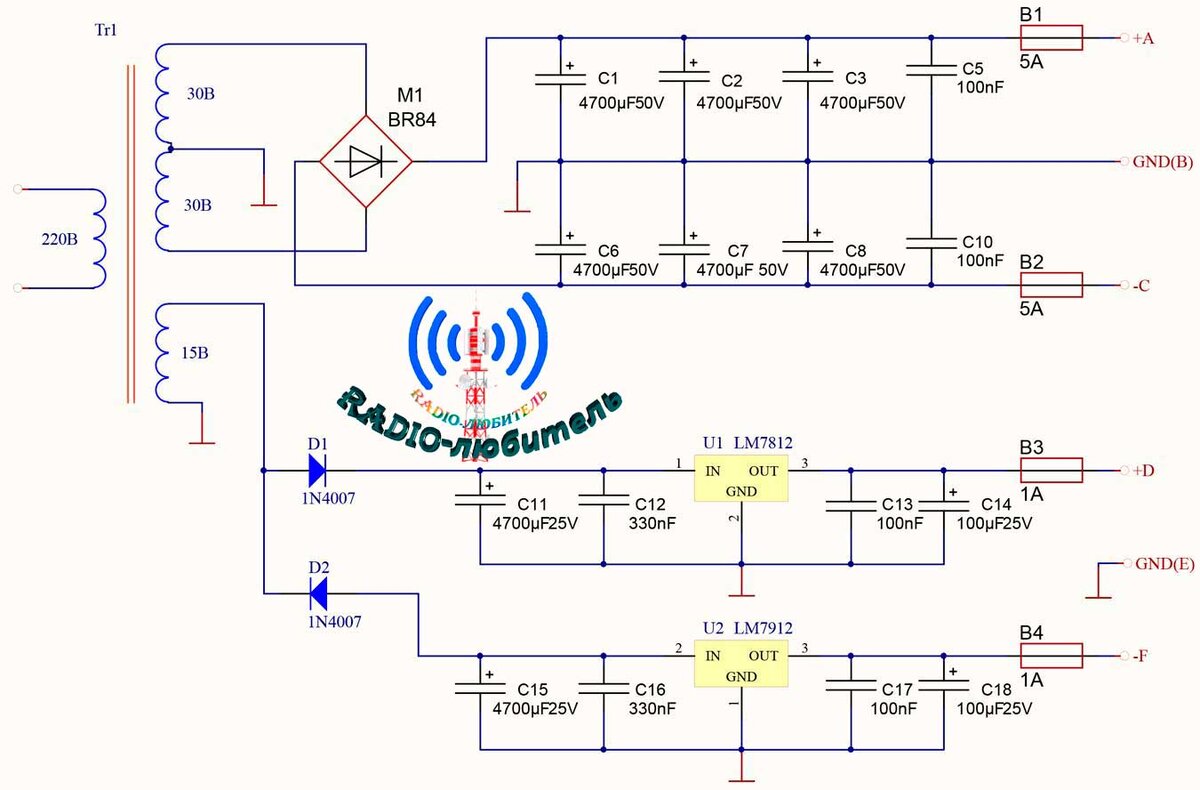 Принципиальная схема блока питания