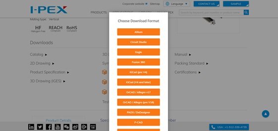 3D модели I-PEX на платформе SnapEDA 