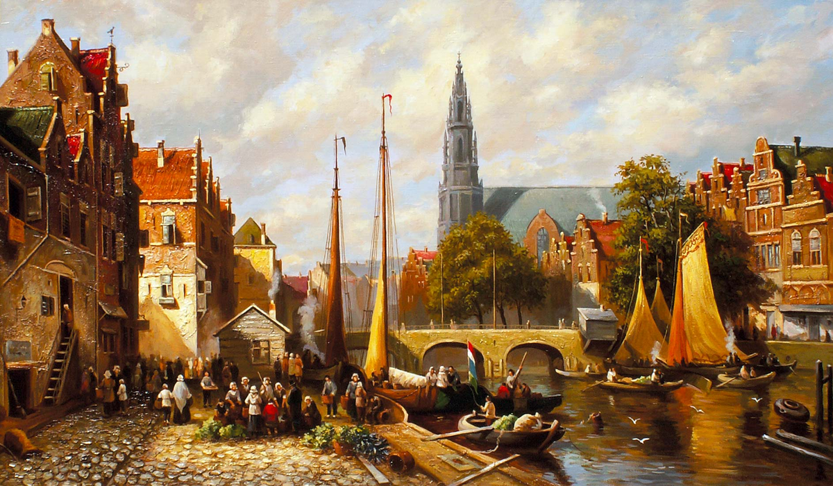 Средневековый город. Источник: http://www.gallery-tver.ru/paintings/cityscape-277.html