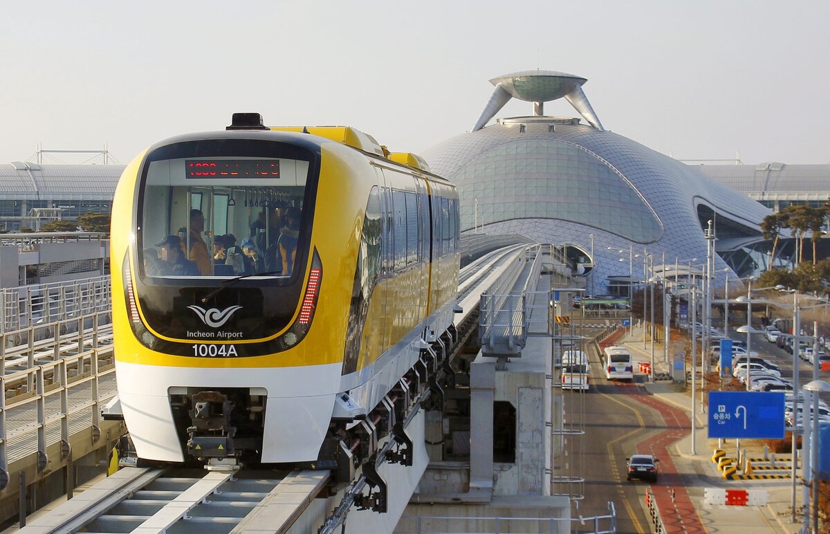 Южное транспорт. Маглев в Южной Корее. Маглев в Инчхоне. Incheon Airport Maglev. Железная дорога в Южной Корее.